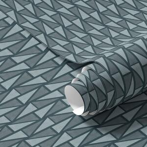 Tapet Lattice de culoare verde-albastru închis cu grinzi dense încrucișate, Tapet abstract, a00902v1 : Uwalls.ro