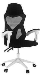 Scaun gaming YOKO, negru/alb, material textil/plastic, 60x65x113/123 c
