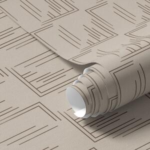 Tapet Pătrate cu linii de cacao pe fond bej cald, Tapet abstract, a00910 : Uwalls.ro