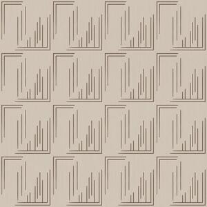 Tapet Pătrate cu linii de cacao pe fond bej cald, Tapet abstract, a00910 : Uwalls.ro