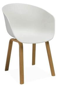 Scaun EGO, alb/stejar, plastic/metal, 56x42x80 cm