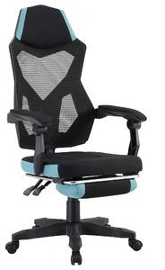 Scaun gaming JORIK NEW, negru/albastru, material textil/plasa, 60x65x1