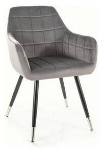 Scaun NUXE, gri/negru, stofa catifelata/metal, 56x42x83 cm