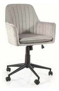 Scaun birou moale Q-886, gri deschis, stofa catifelata/metal, 58x44x83