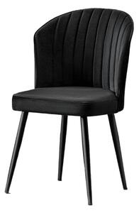 Set 2 scaune RUBI, negru, stofa catifelata/metal, 52x42x85 cm
