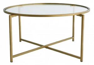 Masuta cafea Sun S404, auriu, sticla/metal, 83x83x40 cm