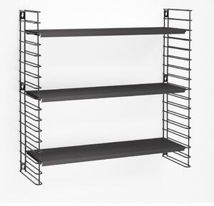 Etajeră cu 3 rafturi Metaltex Libro, negru, lățime 70 cm