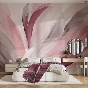 Tapet Pene abstracte texturate în roz, alb și gri și diverse nuanțe, suprapuse pe un fundal alb, Fototapet Abstract, w09531v2 : Uwalls.ro