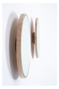 Oglindă de perete cu ramă din lemn masiv de stejar Gazzda Look, ⌀ 32 cm