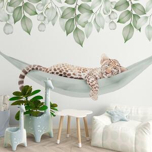 Tapet Leopard dormind într-un hamac, Fototapet Animale, w04881 : Uwalls.ro