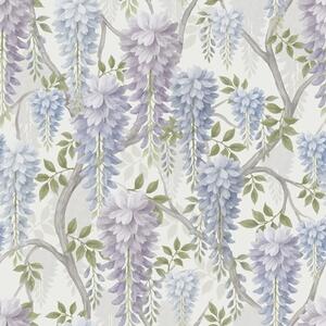 Tapet Glicină delicată în nuanțe de liliac și albastru deschis, Tapet flori, a00886 : Uwalls.ro