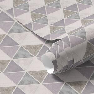 Tapet Triunghiuri cu inserții texturate, un amestec de liliac și gri, Tapet abstract, a00917 : Uwalls.ro