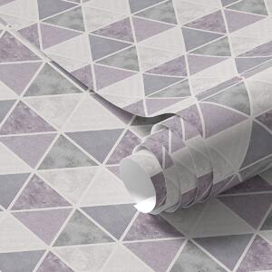 Tapet Triunghiuri care combină nuanțe de liliac și gri, Tapet abstract, a00917v2 : Uwalls.ro