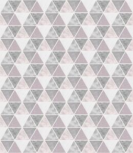 Tapet Model geometric triunghiular în tonuri de gri și pudră, Tapet abstract, a00920 : Uwalls.ro