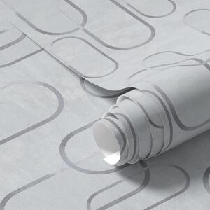 Tapet Fundal deschis cu ovale alungite, contururi gri, Tapet abstract, a00921 : Uwalls.ro
