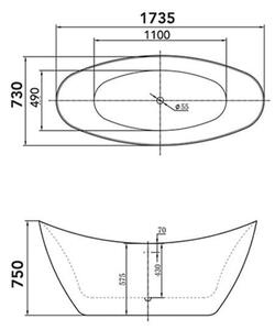 Cada freestanding Elara, 173,5 cm