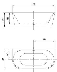 Cada freestanding Bianca, 170 cm