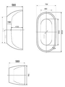 Cada freestanding Aurelia, 150 cm
