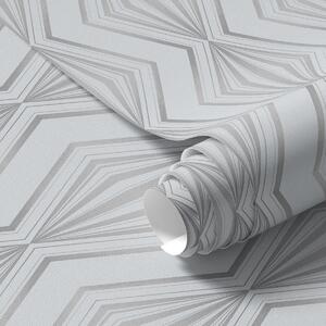 Tapet Formele de diamant în dungi într-o paletă rece de gri-albastru, Tapet abstract, a00925v3 : Uwalls.ro
