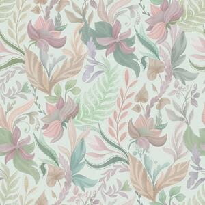 Tapet Modele florale pastelate pe un fundal mentă deschis, Tapet flori, a00931v1 : Uwalls.ro