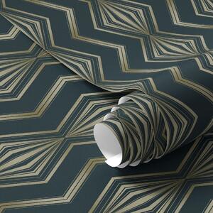 Tapet Model geometric cu romburi de culoare verde-albastru închis, Tapet abstract, a00973v1 : Uwalls.ro