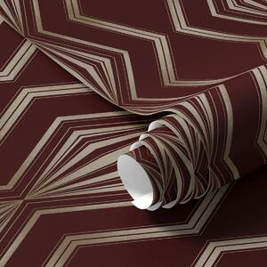 Tapet Fundal burgund cu romburi ritmice și linii în zigzag, Tapet abstract, a00974 : Uwalls.ro