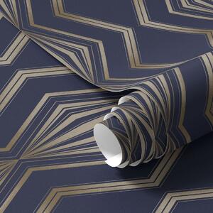 Tapet Fundal albastru închis cu romburi geometrice și zigzaguri, Tapet abstract, a00974v2 : Uwalls.ro