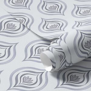 Tapet Motiv cool cu o floare în tonuri de gri-albastru, Tapet flori, a00977v3 : Uwalls.ro