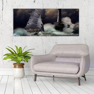 Tablou - Vapor în furtună (120x50 cm)