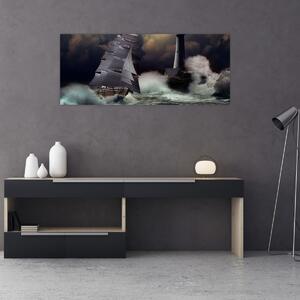 Tablou - Vapor în furtună (120x50 cm)