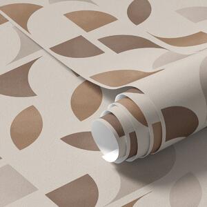 Tapet Ritmul semicercurilor și frunzelor în tonuri calde de caramel maro, Tapet abstract, a00986v1 : Uwalls.ro