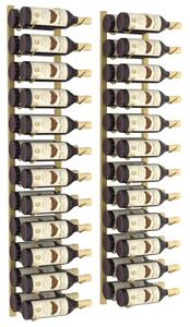 Suport sticle de vin de perete, 24 sticle, 2 buc., auriu, fier