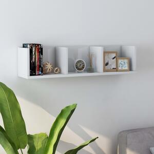 Raft de perete CD-uri, alb extralucios, 75 x 18 x 18 cm