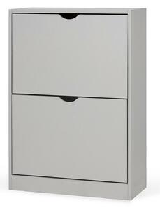 Dulap pentru pantofi cu ușă rabatabilă POINT Slim 2, gri deschis