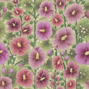 Tapet Flori mari de hibiscus și frunze pe un fundal verde închis, Tapet flori, a00993 : Uwalls.ro