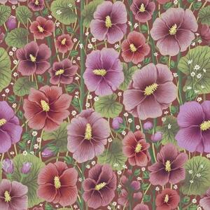 Tapet Hibiscus înflorit pe un fundal cald, de culoare roșu-maroniu, Tapet flori, a00993v1 : Uwalls.ro