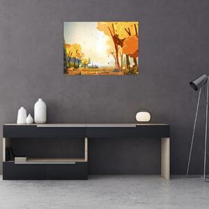 Tablou - Peisaj de toamnă, ilustrație (70x50 cm)
