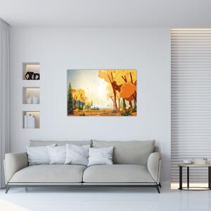 Tablou - Peisaj de toamnă, ilustrație (90x60 cm)