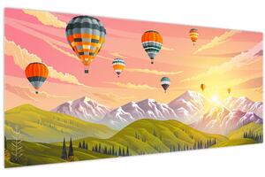Tablou - Baloane deasupra unui peisaj (120x50 cm)