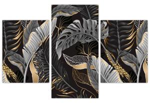 Tablou - Frunze tropicale, Galben - auriu (90x60 cm)