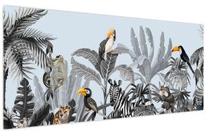 Tablou - Animale în pădurea tropicală (120x50 cm)