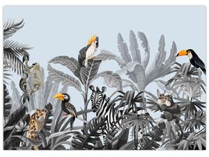Tablou - Animale în pădurea tropicală (70x50 cm)