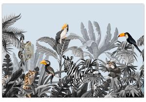 Tablou - Animale în pădurea tropicală (90x60 cm)