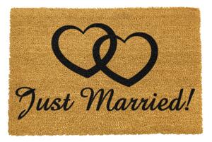 Covoraș intrare din fibre de cocos Artsy Doormats Just Married, 40 x 60 cm