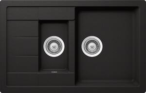 Chiuveta bucatarie Schock Manhattan D-150S Cristalite Nero 780 x 500 mm, granit, reversibila, montare pe blat, negru