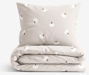 Goldea lenjerie de pat 100% bumbac - dovleci pe fond crem 150 x 200 și 50 x 60 cm