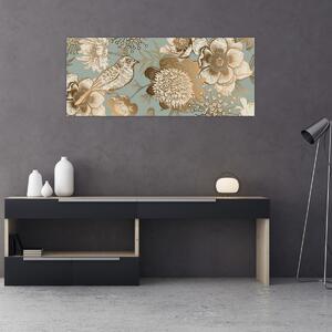 Tablou - Flori aurii (120x50 cm)