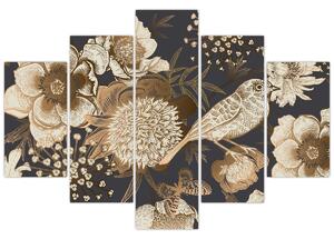 Tablou - Flori aurii pe fundal întunecat (150x105 cm)