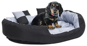 Pernă reversibilă lavabilă pt câini gri și negru, 110x80x23 cm