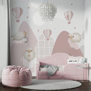 Tapet Oi adormite pe munți roz, Fototapet Pentru Copii, w04932 : Uwalls.ro